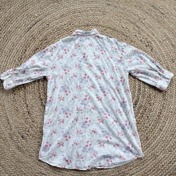 Lauren Ralph Lauren Womens XL Sleep Shirt Long Sleeve White Pink Floral - Picture 7 of 7